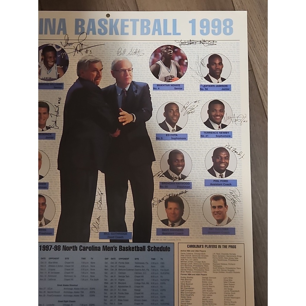 1997-1998 UNC Autograph North Carolina Tarheels Basketball Poster Team Calendar - Picture 3 of 8